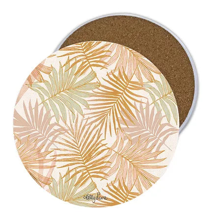 Ceramic Coaster S/4 Round Royal Palms 3