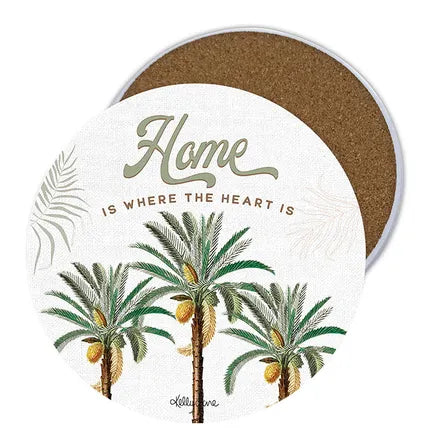 Ceramic Coaster S/4 Round Royal Palms HOME