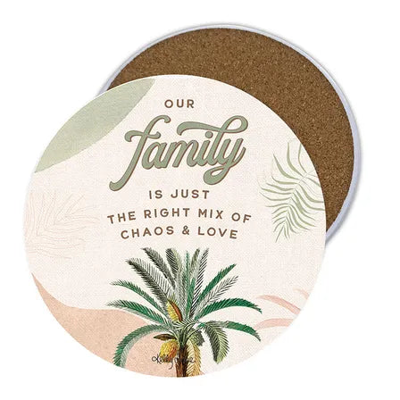 Ceramic Coaster S/4 Round Royal Palms FAMILY