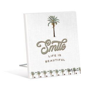 Sentiment Plaque 12x15 Royal Palms SMILE