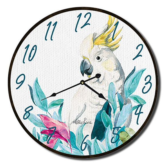 Clock 33cm Colourful Birds Cockatoo