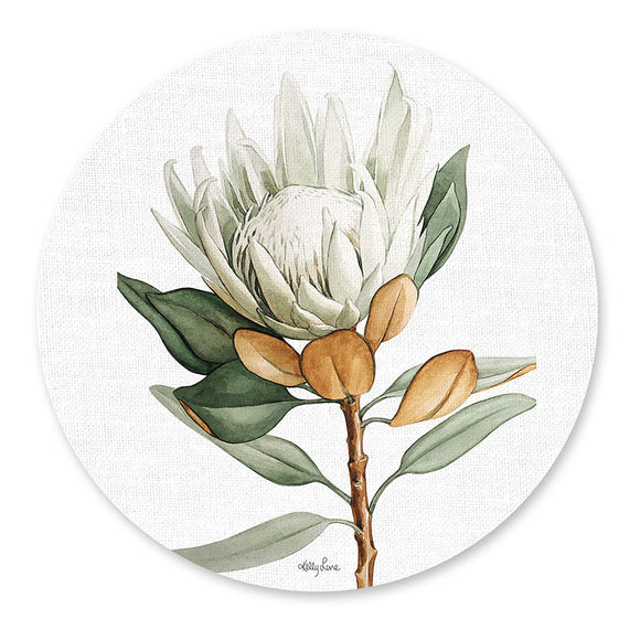 Placemat Round S/6 33cm White Protea STEM