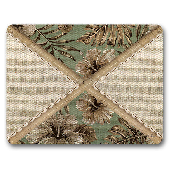 Placemat S/6 34x26.5 Mellow OLIVE HIBISCUS