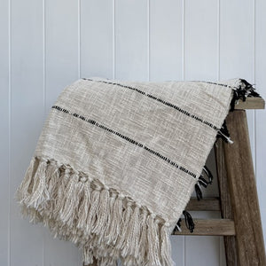 Aryan Handwoven Cotton Throw Black Stripe 125x150cm