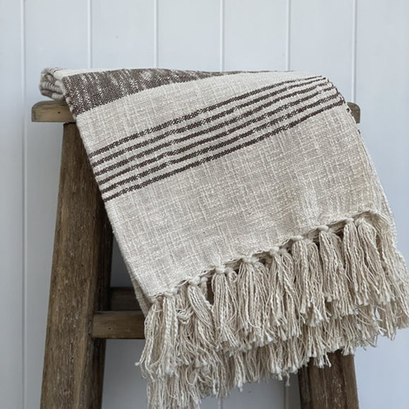 Aryan Handwoven Cotton Throw Rust Stripe 125x150cm