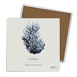 Ceramic Coaster S/4 Square Indigo Seas 5