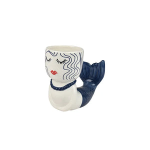 Ariel Mermaid Planter 18.5x14cm White/Navy