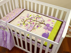 3 Piece Cot Set Owl Purple